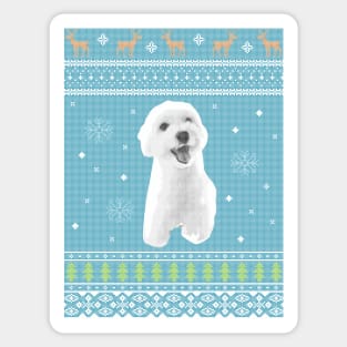 Maltipoo Ugly Christmas Sweater in Blue Sticker